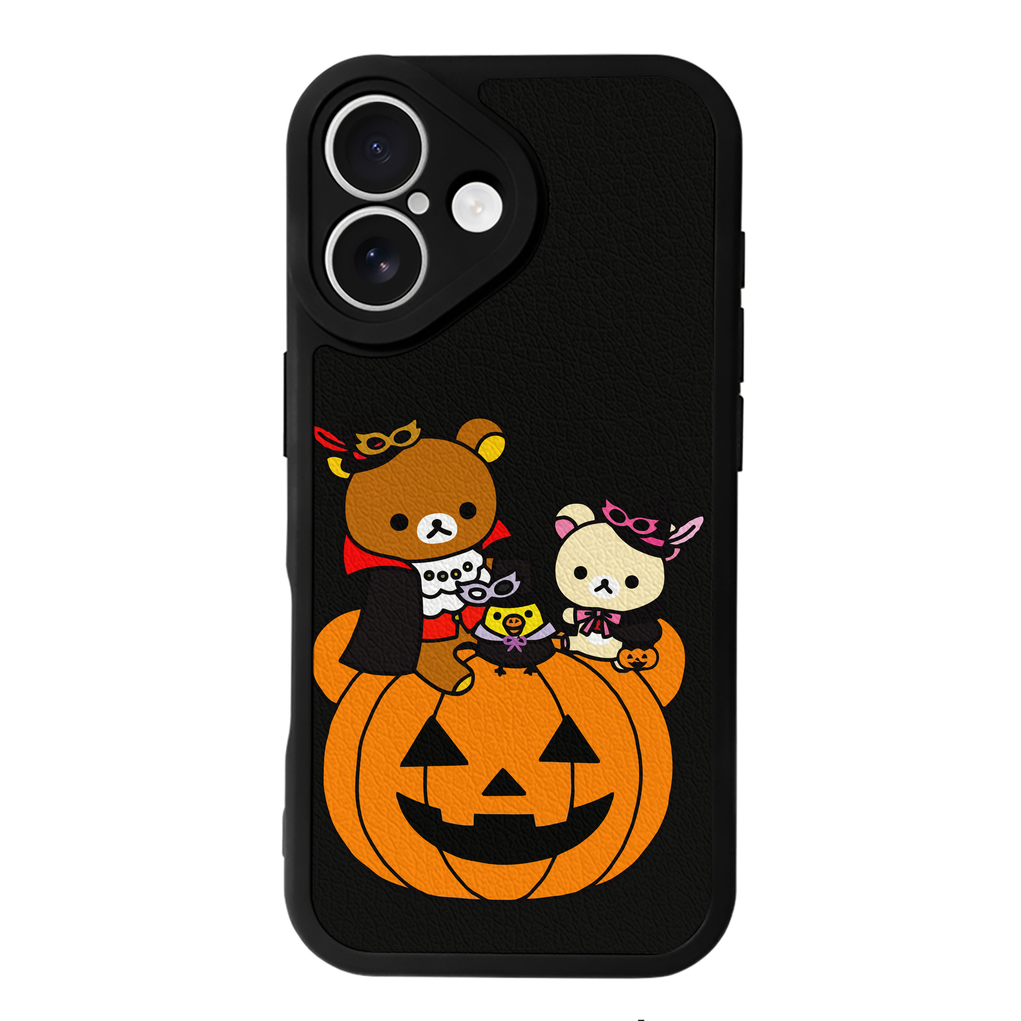 （画像用） リラックマ リラックマ キイロイトリ Rilakkuma Korilakkuma Kiiroitori 【iPhone 16シリーズ対応】シリコンスマホケース（レザー調） 材質：シリコン